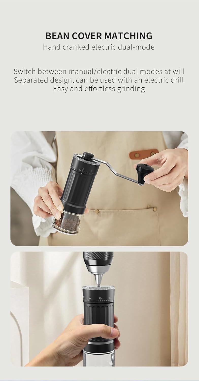 Externer, verstellbarer manueller Kaffeemühle mit hochpräzisem, zeitgemäßem Kegelmahlwerk aus Keramik, 40 - stufige Einstellung, geeignet für Aeropress, Pour Over und Moka - Kannen. - kochskasan24.de