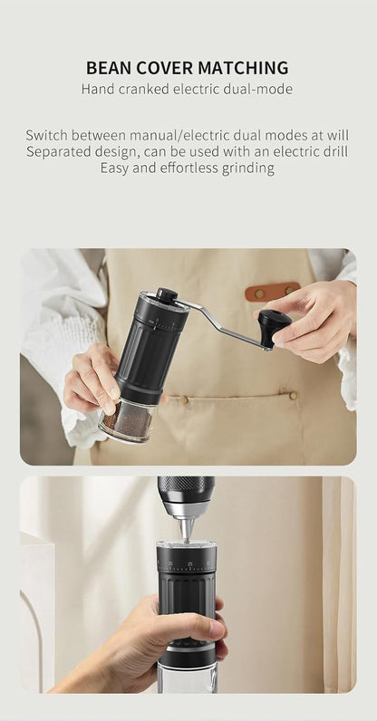 Externer, verstellbarer manueller Kaffeemühle mit hochpräzisem, zeitgemäßem Kegelmahlwerk aus Keramik, 40 - stufige Einstellung, geeignet für Aeropress, Pour Over und Moka - Kannen. - kochskasan24.de