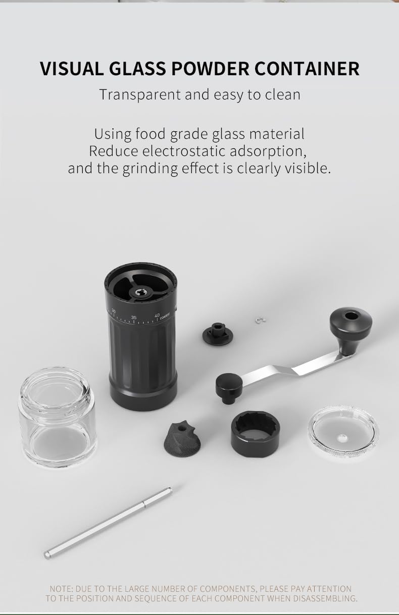 Externer, verstellbarer manueller Kaffeemühle mit hochpräzisem, zeitgemäßem Kegelmahlwerk aus Keramik, 40 - stufige Einstellung, geeignet für Aeropress, Pour Over und Moka - Kannen. - kochskasan24.de