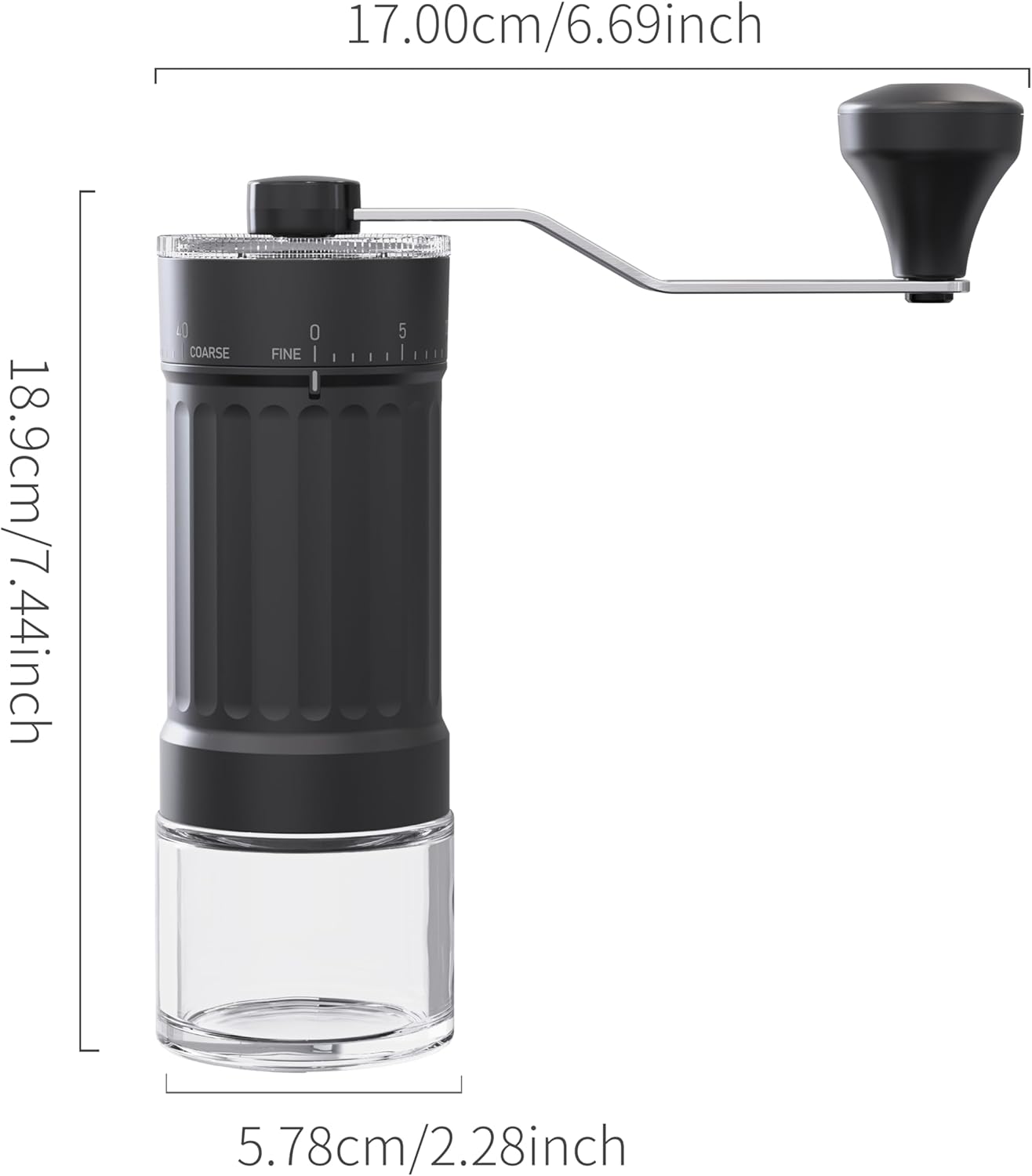 Externer, verstellbarer manueller Kaffeemühle mit hochpräzisem, zeitgemäßem Kegelmahlwerk aus Keramik, 40 - stufige Einstellung, geeignet für Aeropress, Pour Over und Moka - Kannen. - kochskasan24.de