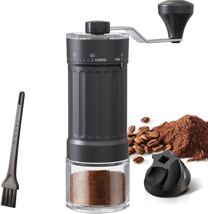 Externer, verstellbarer manueller Kaffeemühle mit hochpräzisem, zeitgemäßem Kegelmahlwerk aus Keramik, 40 - stufige Einstellung, geeignet für Aeropress, Pour Over und Moka - Kannen. - kochskasan24.de