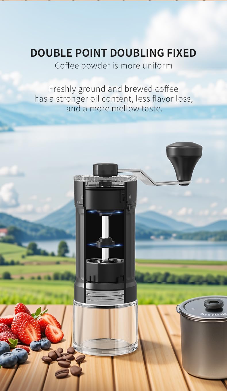 Externer, verstellbarer manueller Kaffeemühle mit hochpräzisem, zeitgemäßem Kegelmahlwerk aus Keramik, 40 - stufige Einstellung, geeignet für Aeropress, Pour Over und Moka - Kannen. - kochskasan24.de