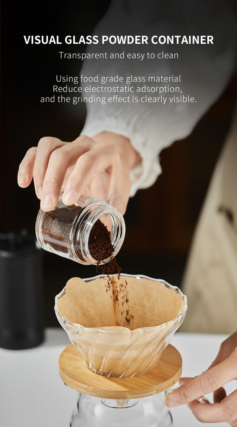 Externer, verstellbarer manueller Kaffeemühle mit hochpräzisem, zeitgemäßem Kegelmahlwerk aus Keramik, 40 - stufige Einstellung, geeignet für Aeropress, Pour Over und Moka - Kannen. - kochskasan24.de