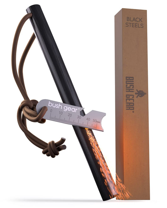 Feuerstahl Outdoor XXL - Extremer Funkenflug - Magnesium Feuerstarter Set - Bis zu 20.000x zünden - Feuerstein Kit für Survival, Camping und Bushcraft Abenteuer - Blacksteels Original - kochskasan24.de