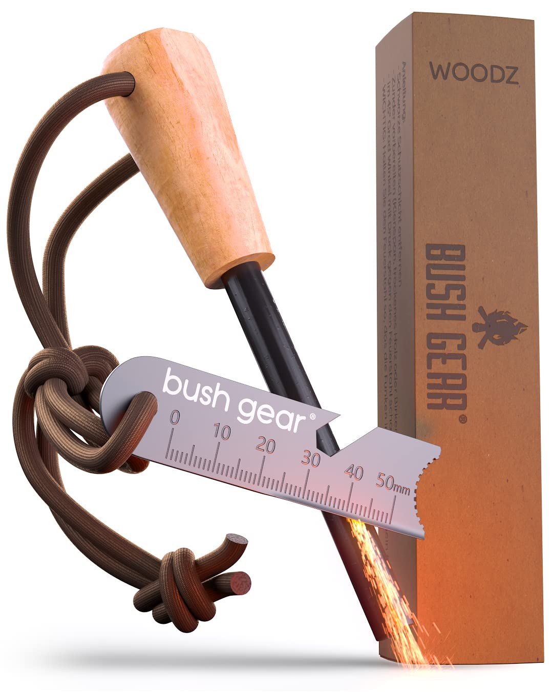 Feuerstahl Outdoor XXL - Extremer Funkenflug - Magnesium Feuerstarter Set - Bis zu 20.000x zünden - Feuerstein Kit für Survival, Camping und Bushcraft Abenteuer - Blacksteels Original - kochskasan24.de