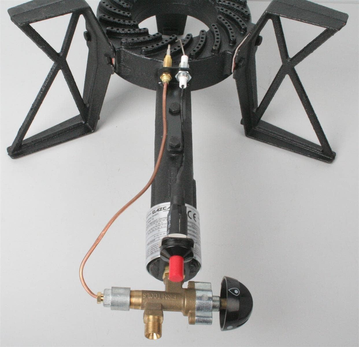 Hockerkocher 7,5 kW Gaskocher bis 100 kg belastbar Piezozündung Zündsicherung 50 mBar Schlauch Regler 5 kg 11 kg Gasflasche Wok (+Schlauch (150cm) und Regler (50mBar)) - kochskasan24.de