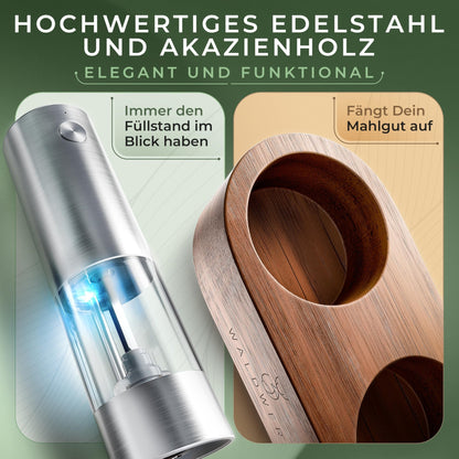 WALDWERK Kaffeemühle - Manuell Mit Präzisem Edelstahlmahlwerk - Kegelmahlwerk Mit Holzgriff - Plastikfreie Espressomühle - kochskasan24.de