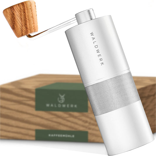 WALDWERK Kaffeemühle - Manuell Mit Präzisem Edelstahlmahlwerk - Kegelmahlwerk Mit Holzgriff - Plastikfreie Espressomühle - kochskasan24.de